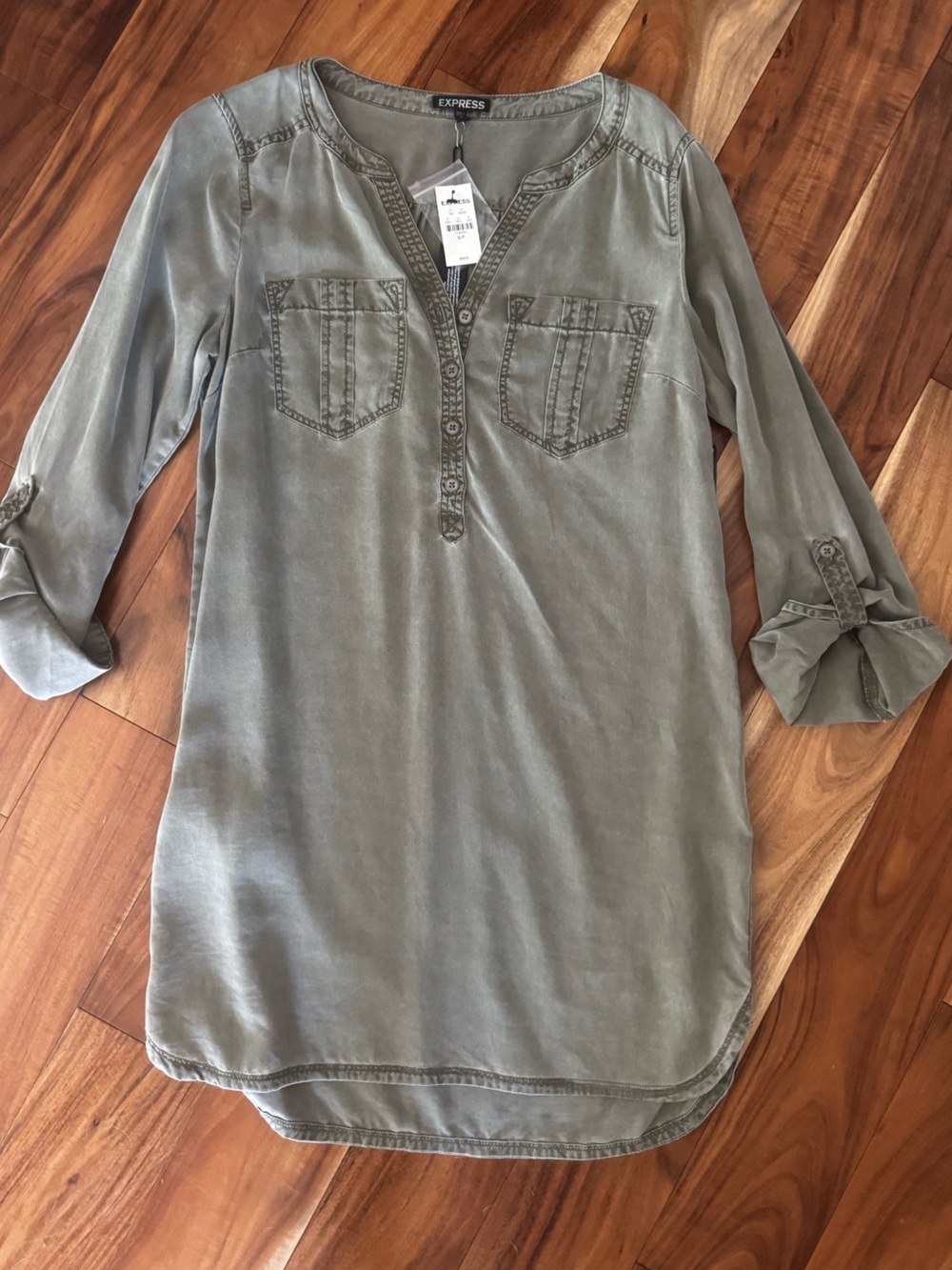 EXPRESS Shirt Dress-Olive Green